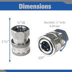 Essential Washer Stainless Steel ¼” Quick Connect Female NPT | Pressure Washer Quick Connect Fittings | 5000 PSI | Set Of 6 - Image 2