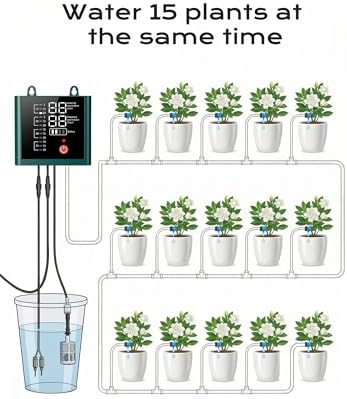 Solar Drip Irrigation System with USB Charging, Indoor Outdoor Plant Watering Devices for 15 Potted Plants, Automatic Watering System IP44 Waterproof 2200mAh for Garden Farm Greenhouse(Green) - Image 7