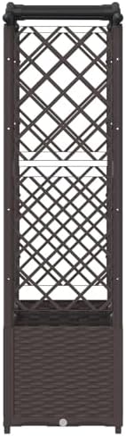 Raised Garden Bed with Trellis and Roof, Brown PP Planter Box - Image 5