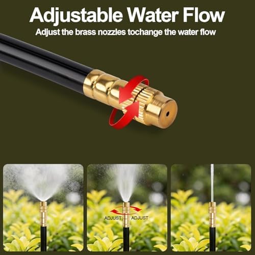50Ft Drip Irrigation System, 360° Bendable Misting Irrigation Kit, Automatic Garden Watering System with Upgraded Brass Nozzles and 8mm Tubing,DIY Adjustable Sprinkler Set for Greenhouse,Yard,Patio - Image 3