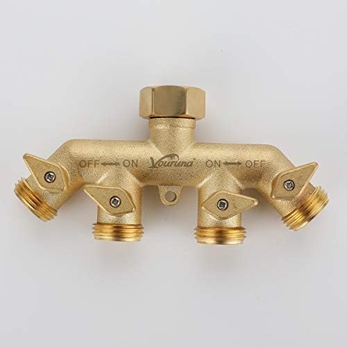 Premium Heavy Duty Brass 4 Way Garden Hose Splitter Improved, NPT3/4" Copper Four Outlet Faucet Diverter Valve, Outdoor Garden Manifold Adapter Connector (4-way) - Image 2