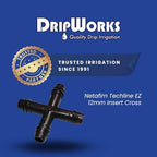 Netafim Techline EZ 12mm Insert Cross – 4-Way Barbed Fitting for Drip Irrigation – Fits Hoses 0.426" ID | 32500-003190 | T12CROSS (25pc) - Image 4