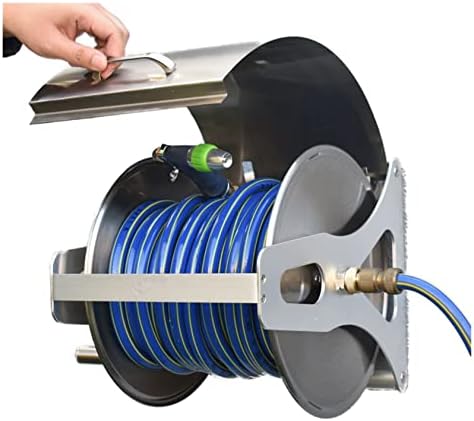 Wall Mounted Garden Hose Reel, Metal Hose Reel,Hose Reel Garden Accessories, Adjustable Spray Nozzle Gun, Lawn & Garden Watering Equipment,Rack+35mHose by Unknown