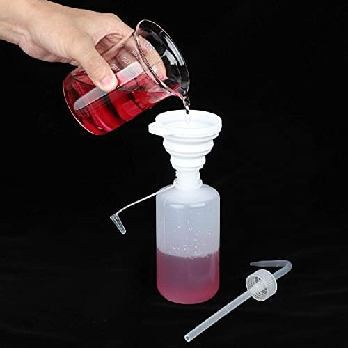 Hyber&Cara Safety Wash Bottle with Cap 3Pcs 250ml Plastic Plant Watering Tattoo Squeeze Bottle for Lab with 1Pc Silicone Funnel (Pack of 2) - Image 5
