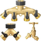 Garden Hose Splitter 4-Ways Heavy Duty Brass Garden Hose Splitter Bibcock Connector Spigot Adapter Tap Faucet Kink Protector ﻿(4-WAYS-USA) - Image 2