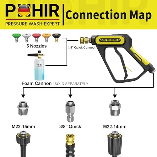 POHIR 5000PSI Pressure Washer Gun and 50ft Hose 4000psi - Image 3