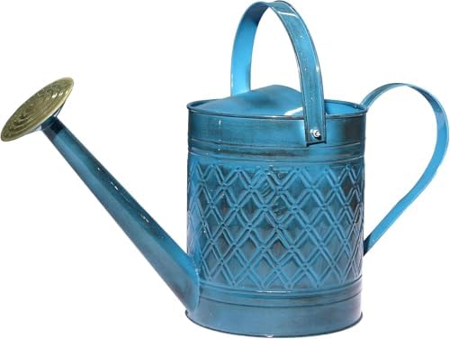 Headwind Wexley 2 Gallon Watering Can, Large Metal Watering Can Outdoor with Brass Rose Sprinkler Head, Vintage Galvanized Steel Garden Watering Can – Mountain Blue Wave - Image 4