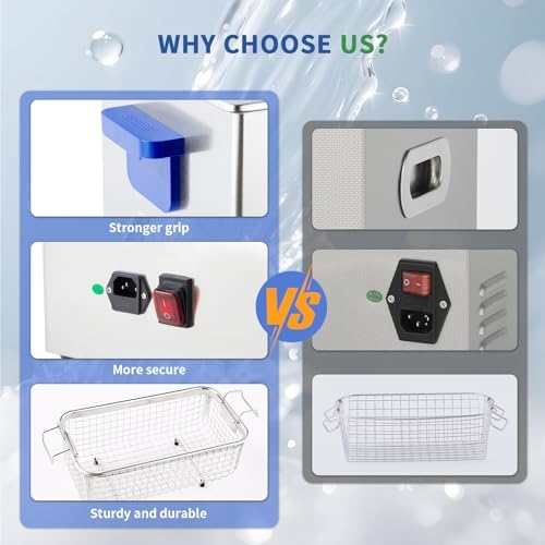 DK SONIC Ultrasonic Cleaner,2L 60W Ultrasonic Jewelry Cleaner with Heater& Mechanical Timer,Sonic Cleaner for Cleaning Jewelry,Eyeglasses,Coins(Include Basket) - Image 4
