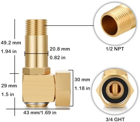Garden Hose Reel Parts Fittings Swivel Elbow Connector Garden Hose Swivel Reel Replacement Parts (4 pieces) - Image 2