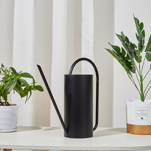 Long Spout Watering Can, 1500ml Large Capacity Watering Kettle Stainless Steel Plants Sprinkle Water Pot for Indoor Potted Plants Bonsai Gardening Supplies (Black) - Image 5
