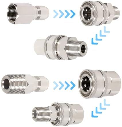 3/8'' Quick Connect Coupler Fittings Stainless Steel Adapter Set for Pressure Washer NPT Male and Female Thread Kit, 2 Pack - Image 5