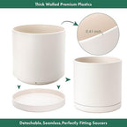 D'vine Dev Plastic Planter Pot with Saucer, 16 in, Oatmeal, 74-X-H-5 - Image 6