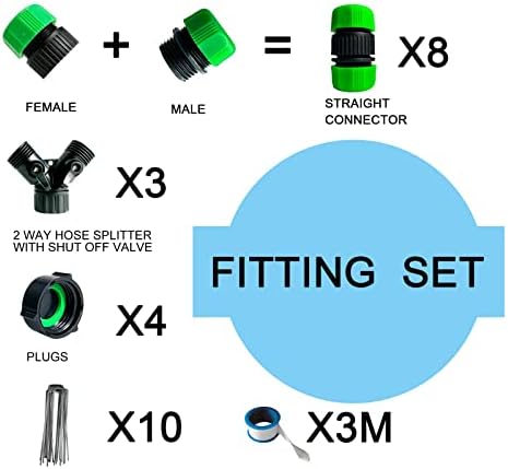 AMRITA 1/2"Soaker Hose KIT, Soaker Hose 60ft+PVC Garden Hose 50ft - Image 3