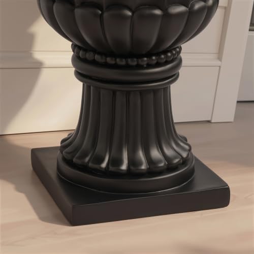 Classic Pedestal Urn Planter, 30 Inch, Black - Image 3