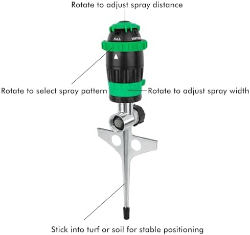 [2 Pack] RESTMO Gear Drive Sprinkler with Metal T-Spike Base,Green - Image 2