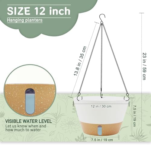ZMTECH Large 12Inch Self Watering Hanging Planter, Water Window & Chain - Image 2