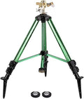 Heavy-Duty Brass Impact Sprinkler with Adjustable Tripod Base, 360 Degree Rotation, Green, 16-37 Inch Height, 0-43 Feet Coverage for Lawn and Garden Irrigation by Unknown