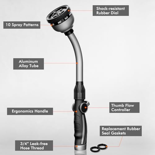 RESTMO Watering Wand Heavy Duty, 15-Inch Long Hose Nozzle Sprayer - Image 2