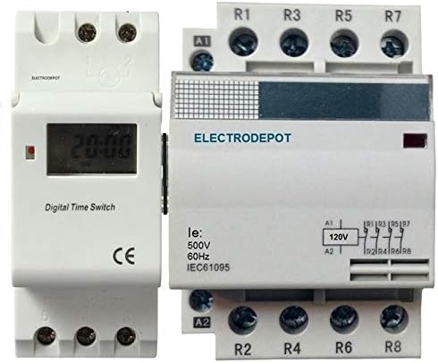 Electrodepot 50 Amp 4 Pole 7 Day, 24 Hrs Programmable Timer 220/240V Control Time Switch by Electrodepot