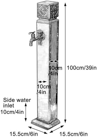 Outdoor Aluminum Garden Water Column, Hose Holders for Outside Freestanding with Faucet and Spray Gun, Outdoor Faucet(Black,100x10cm/39x4in) - Image 2