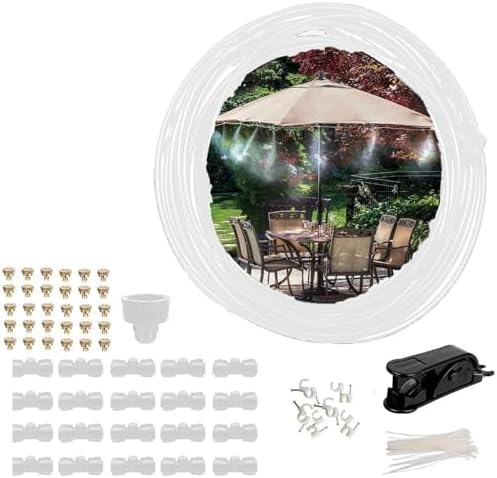 Micro Spray Misting Drip Kit Outdoor Misters Cooling System Misting System Garden Irrigation Misting Sprinkler System for Outside Garden Greenhouse Umbrella (Size : 27M(88.5ft)-44 nozzles) by Unknown