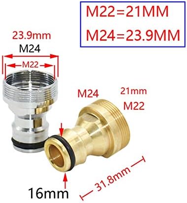 Garden Connector Adapter 30 Pieces Of Brass Female M22 M24 Male Threaded Connector 5/8" Faucet Quick Connector For Bathroom Faucet Copper Fittings (Color : Plating silver) - Image 3