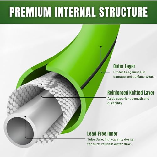 100ft Garden Hose 5/8”, Flexible Water Hose with Swivel Grip, Kink Resistant and Leakproof Brass Fittings for Lawn, Garden & Car Wash - Image 2