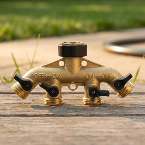 4 Way Garden Hose Splitter Heavy Duty Brass Connector - Image 2