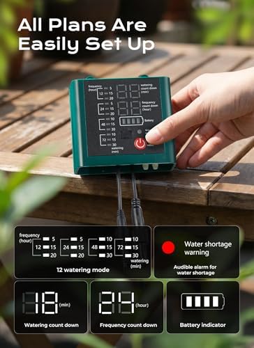 Solar Drip Irrigation System with USB Charging, Indoor Outdoor Plant Watering Devices for 15 Potted Plants, Automatic Watering System IP44 Waterproof 2200mAh for Garden Farm Greenhouse(Green) - Image 4