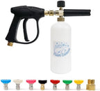 Short Pressure Washer Gun with Foam Cannon, Soap Gun for Pressure Washer, 1/4 Inch Quick Connector, with 7 Nozzle Tips, Container Capacity: 1 Liter by Cenforge