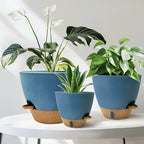 12/10/9/8 inch Self Watering Pots with Visual Water Window, Extra Large Self Watering Plant Pot with Drainage Holes and Saucers, Blue Flower Pots for Indoor Plants - Image 7