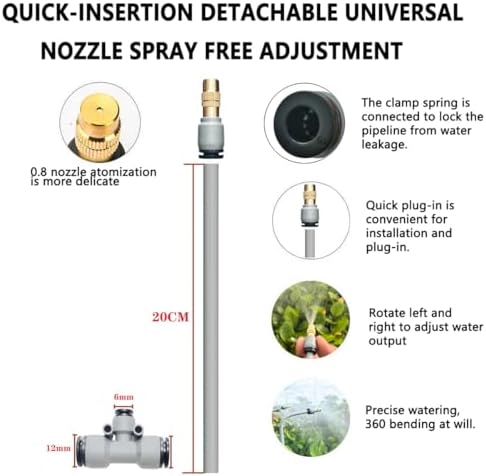 98FT Drip Irrigation Kits,Quick Connector Automatic Irrigation System,with Replaceable Bending Dropper,atomizing Copper Nozzle for Watering System for Garden Plant Lawn Patio. (30M+25Nozzles) - Image 2