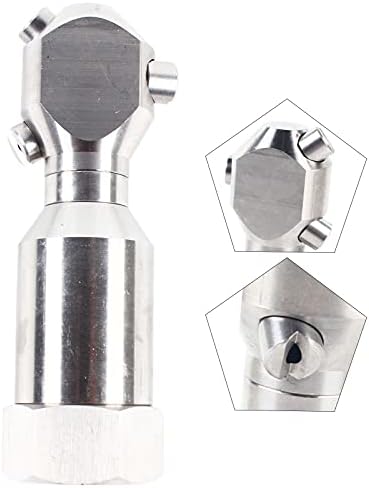3/4" Portable Rotary Cleaning Nozzle with 3 Jet, Head Internal Thread Washing Nozzle 360° Rotating Stainless Steel Washing Spray Nozzle for Indoor/Outdoor Cleanings (1" Internal Thread) - Image 6