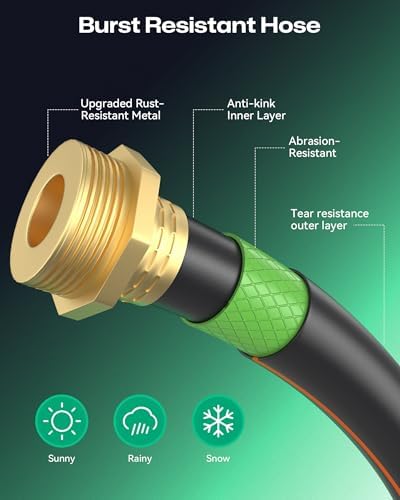 Retractable Garden Hose Reel 85 ft x 1/2 inch, Heavy Duty Automatic Garden Hose Reels, High-Flow, Any Length Lock, 180° Swivel Bracket, Brass Fitting, Wall Mount Water Hose Reel for Outside - Image 5