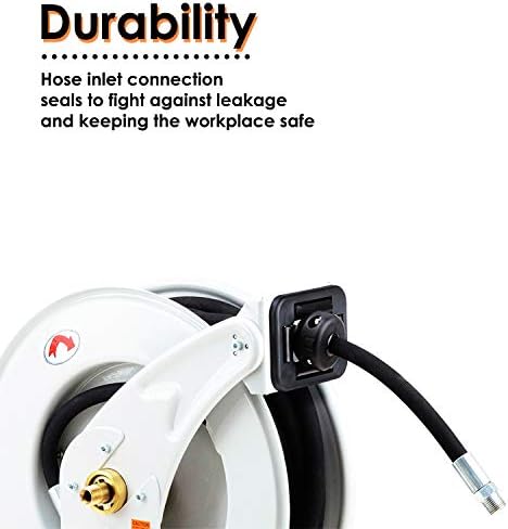 ReelWorks Oil Hose Reel Retractable 1/2" Inch x 50' Foot Long Premium Commercial SAE100R1AT Hose Max 2320 PSI Industrial Dual Arm Steel Construction - Image 5