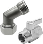 Beduan 304 Stainless Steel Garden Hose Elbow 45 Degree Adapter Connector with Shut Off Ball Valve Heavy Duty Hose On Off Water Valve - Image 2
