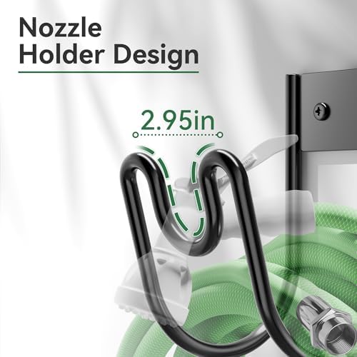 Black Metal Garden Hose Holder - Wall Mounted Water Hose Holder - Hose Hanger Heavy Duty for Water Hose Extension Cords Vacuum Hose (2 Pack) - Image 5