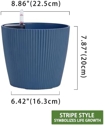 Dexceder 9x8 Self Watering Planters Indoor (2 Pack, Deep Blue) - Image 2