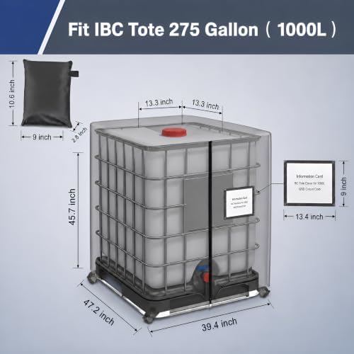 IBC Tote Cover 275 Gallon Waterproof 420D Water Tank Cover - Image 2