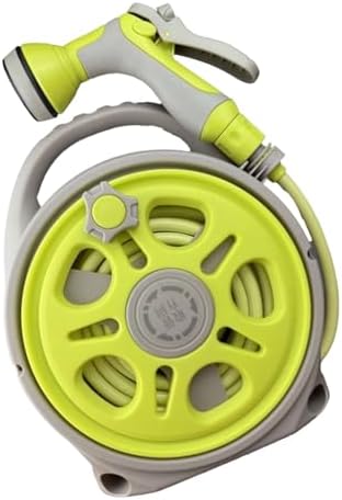 12M/39FT Garden Hose Set with Integrated Storage – 14mm Diameter Flexible Plastic Water Hose with Multi-Pattern Spray Nozzle for Lawn Irrigation, Yard Watering, and Outdoor Plant Care,Green by Fogun