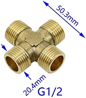 Garden Plumbing Hose Adapter 1/2 Inch 4-way Cross Joint Brass Pipe Fittings Copper Cross Manifold Water Pipe Joint 1 Piece (Color : 1I2) - Image 2