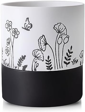 Nihow Self Watering Pots for Indoor Plants,6 Inch,White,Hand Painting by Nihow