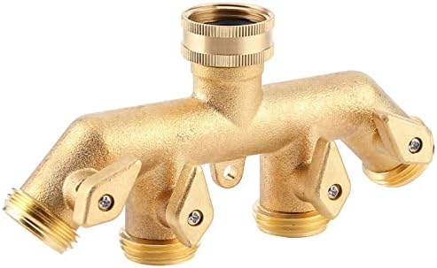 Water Hose Splitter Water Splitter Hose Manifold Brass Garden 4-Way Hose Splitter Hose Adapter Ball Valve Water Faucet Valve Connector by Kuuleyn