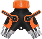 2 Way Y Valve Garden Hose Connector Splitter Adapter, Garden Hose Splitter with Valve, Garden Hose Y Valve Connectors (Color : Orange, Size : 10x8.8x4.8cm) by Unknown