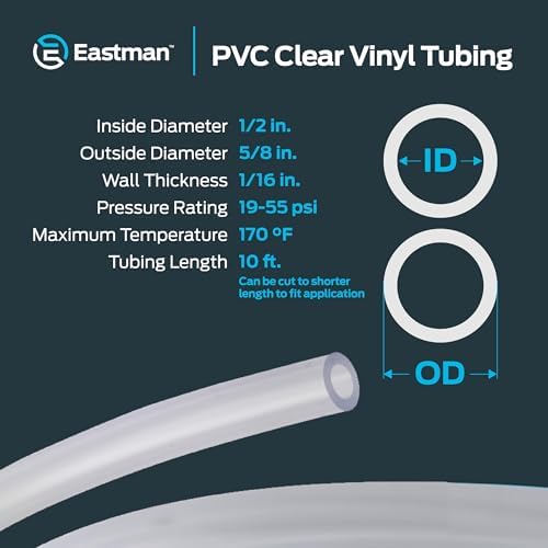 Eastman 1/2 Inch ID (5/8 Inch OD) PVC Clear Vinyl Tubing,10 Foot Length,98568,(Pack of 10) - Image 4