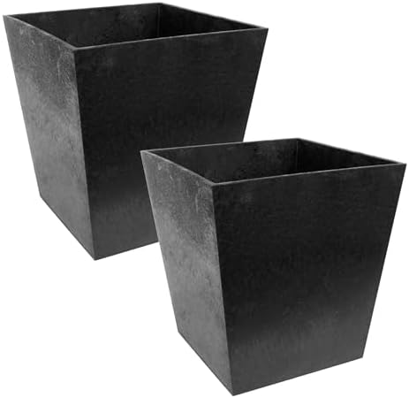 Tierra Verde Sonata Self-Watering Square Planter, Black, Small, 2-Pack by TierraVerde