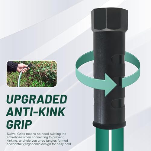 5/8 in. Heavy-Duty Garden Hose – Flexible, Expandable, Durable, Leak-Free & Lightweight | All-Weather Water Hose with Crush-Resistant Fittings – Green/White (100ft) - Image 2