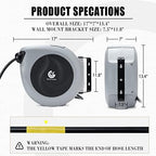 G GOOD GAIN Air Hose Reel Retractable 3/8 in x 50 ft, Max 300PSI, Grey - Image 6