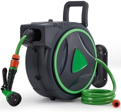 Retractable Garden Hose Reel 65FT, 1/2 Inch Wall Mounted Water Hose Reel for Lawn & Garden by OUTGOODS