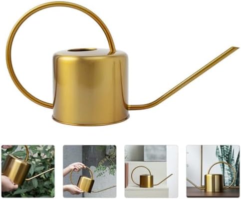 SUPVOX Brass Watering Can Long Spout Stainless Steel Spraying Bottle for Indoor Gardening 1300Ml Practical Flower Watering Pot for House Plants - Image 3
